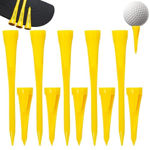Zuasdvnk Verstellbares Golf-Tee,Golf-Tees Professional, 10-teiliges Golf-Tee-Set, Golf-Übungswerkzeuge, tragbare Golf-Tees mit sicherem Clip-Design für Golfer von Zuasdvnk