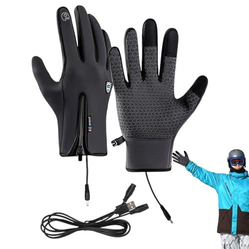 Zubehors Touchscreen-Handschuhe,Handwärmer-Handschuhe,USB wiederaufladbare Touchscreen-Handschuhe - rutschfeste Winterhandschuhe mit Reißverschluss-Design, Eisangelausrüstung für Männer und Frauen von Zubehors