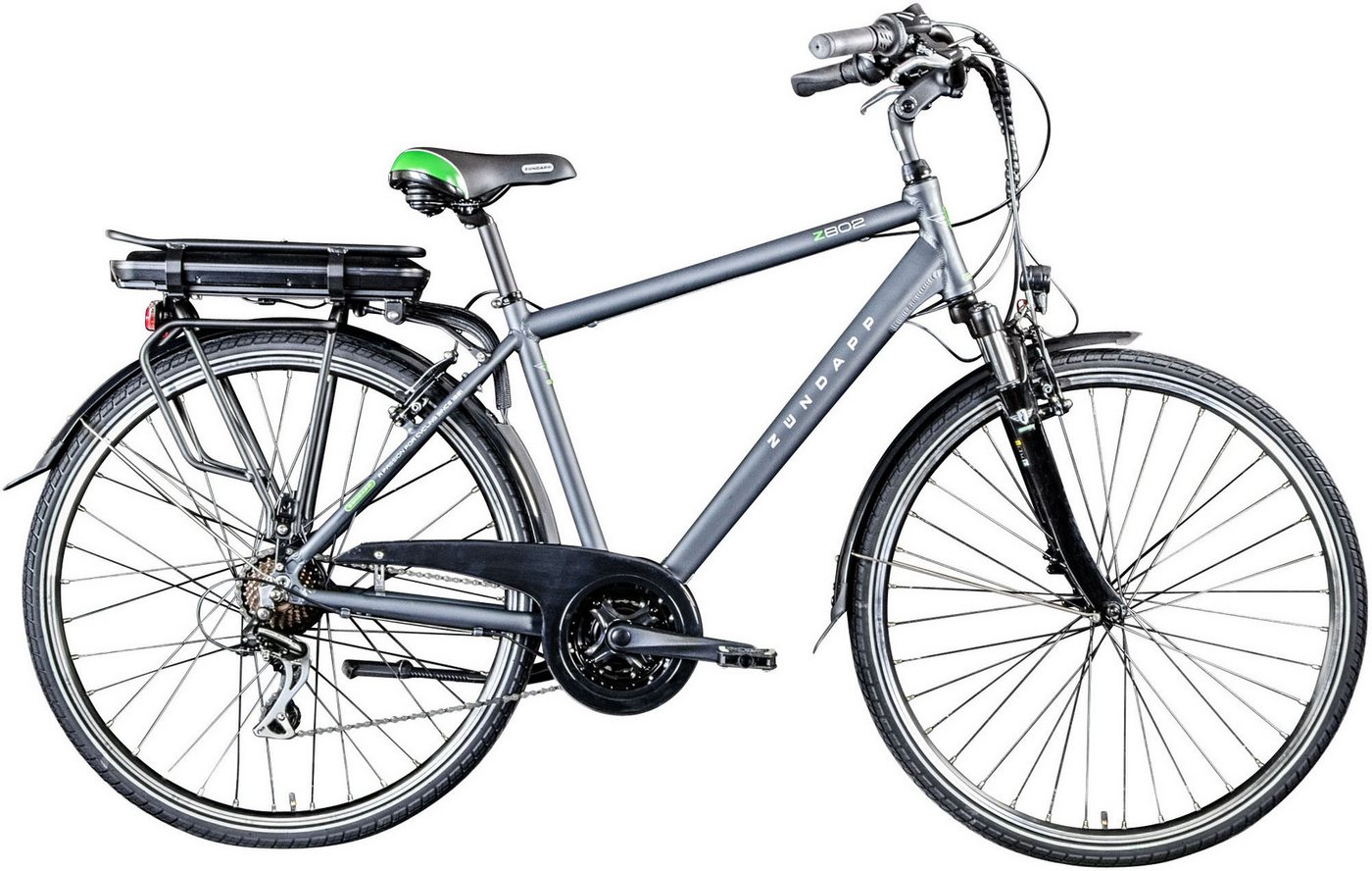 Zündapp E-Bike Z802 Herren, 21 Gang Shimano Altus RD-M310 Schaltwerk, Kettenschaltung, Heckmotor, 374 Wh Akku von Zündapp