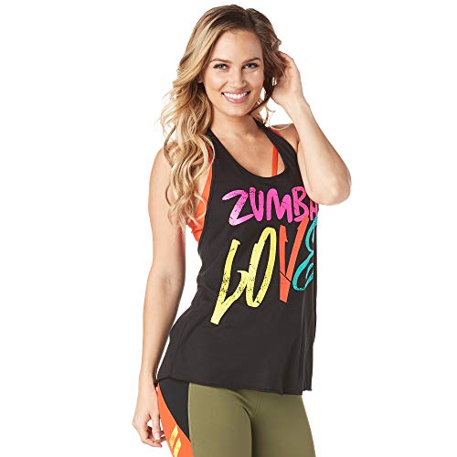 Zumba Fitness Damen Tanktops Women's Fashion Print Loose Fit Workout Halter Top Tank, B2B Black, XL, Z1T01453 von Zumba Fitness
