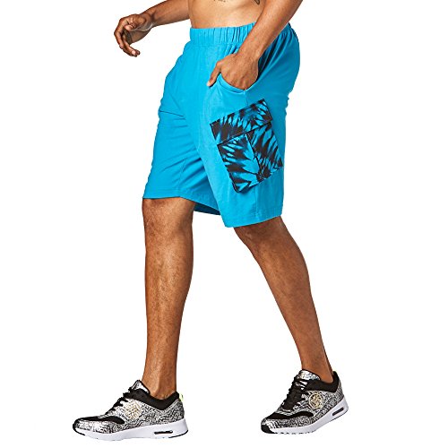 Zumba Fitness Herren Dancing Warrior Cargo Fitness Shorts Männer Unterseiten, Sea of Blue, XS von Zumba Fitness