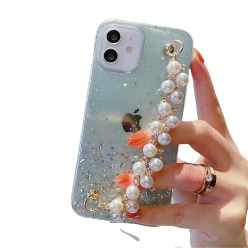 ZuoXun Para Schutzhülle für iPhone 15, Pulsera de Perlas, Caso Suave, transparent, für iPhone 15, 14, Pro, Máx 13, 12, 11, Xs Xr 7, 6, Más Mini Se-Para, iPhone 12, Pro-Verde-Estuche Y Cadena von ZuoXun