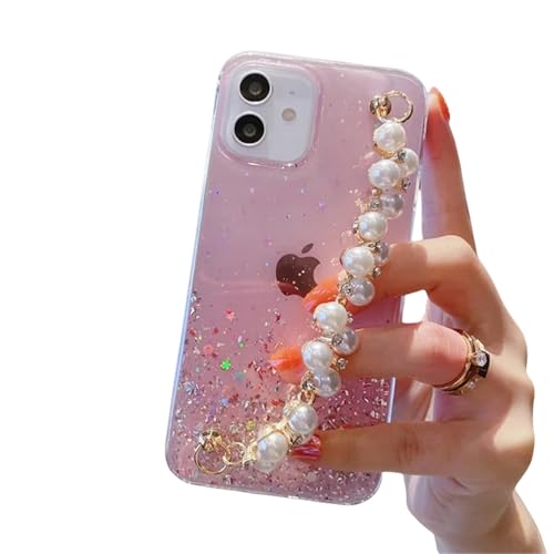 ZuoXun Para Schutzhülle für iPhone 15, Pulsera de Perlas, Caso Suave, transparent, für iPhone 15, 14, Pro, Máx 13, 12, 11, Xs Xr 7, 6, Más Mini Se-Para 6, Más-6S, Más-Rosa-Estuche Y Cadena von ZuoXun