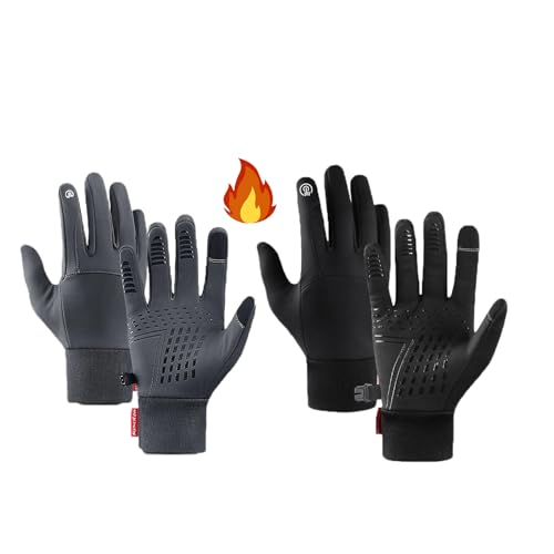 Zureto Thermo Slim Handschuhe, Naturvibes Handschuhe, Mit Wasserabweisender Beschichtung Und Touchscreen Funktion, Ideal FüR Outdoor-Arbeiten, Laufen Radfahren (Grau+Schwarz, L) von Zureto