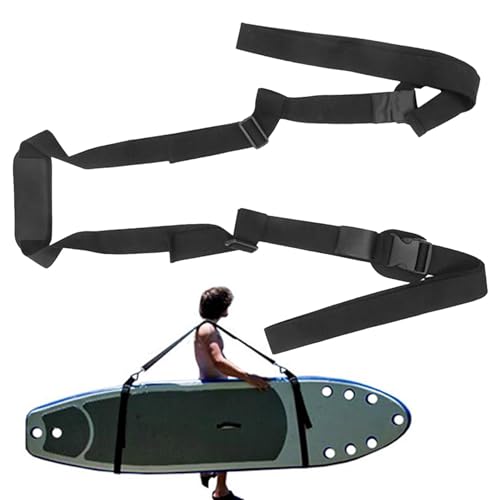 Verstellbarer Paddle-Board-Gurt, Paddle-Board-Tragegurt - Mehrzweck-verstellbarer Tragegurt,Tragbares Paddle-Board-Zubehör, schwarzer Tragegurt mit gepolsterter Schulterschlinge für Surfbretter von Zvn Zojne