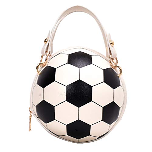 ZwaitL Damen Fußball Volleyball Runde PU Leder Schulter Crossbody Tasche Kette, weiß, 15x15x15cm ZwaitL Damen Fußball Volleyball Runde PU Leder Schulter Crossbody Tasche Kette, weiß, 15x15x15cm von ZwaitL