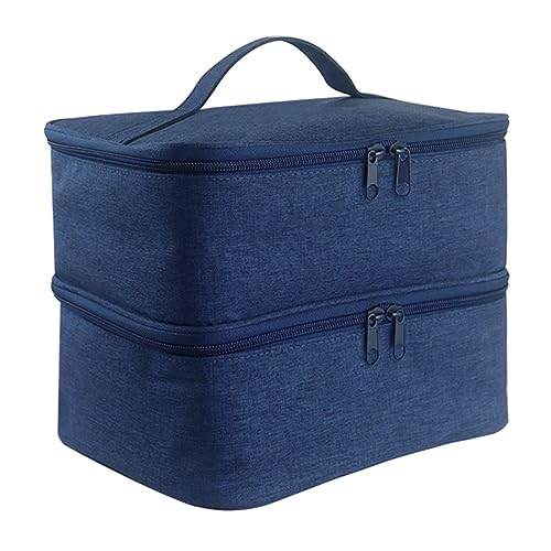 ZwaitL Nagellack-Tasche mit Griff für NailTech doppellagige Tragetasche für 30 Flaschen, blau, 25x20x19cm von ZwaitL