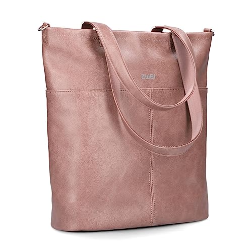 Zwei Damen Shopper Mademoiselle.M M145 große Schultertasche 10 Liter Tote Bag aus wasserabweisendem Kunstleder inkl. zusätzlicher langer Schultergurt als Umhängetasche zu tragen (blush) von Zwei