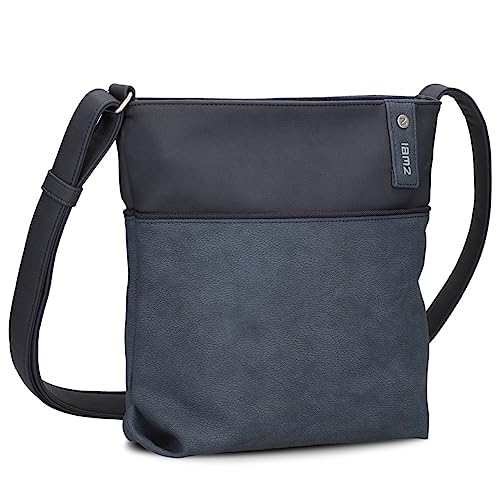 Zwei Damen Umhängetasche JANA J10 Crossbody Bag 5 Liter Handtasche im Canvas-Stil im Bicolor-Design + passender Kosmetikbeutel/Geldbeutel gratis (nubuk-ink) von Zwei