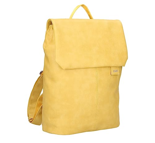 Zwei Damen City-Rucksack Mademoiselle.M MR13 Tagesrucksack 7 Liter, gepolstertes Laptopfach, Magnet-Verschlussklappe, Hauptfach mit Reißverschluss, Rückenpolsterung, klassisch-elegant (lemon) von Zwei