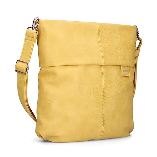 Zwei Damen Handtasche Mademoiselle M12 Umhängetasche 7 Liter klassische Crossbody Bag aus hochwertigem Kunstleder, DIN-A4 passend (lemon) von Zwei