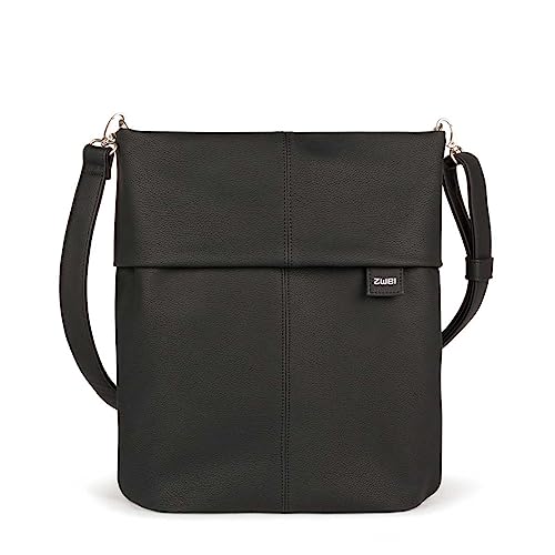 Zwei Damen Handtasche Mademoiselle M12 Umhängetasche 7 Liter klassische Crossbody Bag aus hochwertigem Kunstleder, DIN-A4 passend (nubuk-black) von Zwei