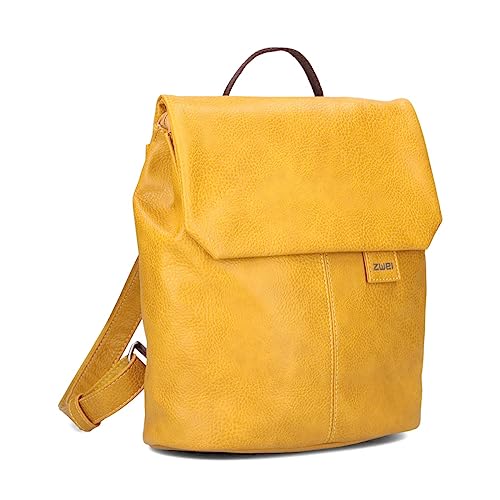 Zwei Damen City-Rucksack Mademoiselle.M MR8 4 Liter weiches Kunstleder, Magnet-Verschlussklappe, Hauptfach mit Reißverschluss, gepolstertes Trennfach für Tablet, Rückenpolsterung (yellow) von Zwei