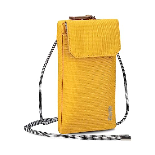 Zwei Handytasche zum Umhängen Olli OP30 Smartphone-Etui 19 x 11 cm, Kleingeldfach + 4 Kartensteckfächer, umlaufender Reißverschluss, längenverstellbarer Riemen, Robustes Material (Yellow) von Zwei