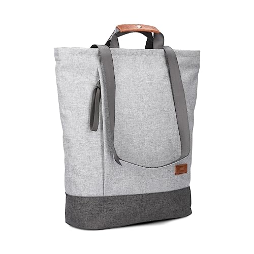 Zwei Rucksack-Tasche Benno BE140 (9 Liter) Rucksackhandtasche 2-in-1 Shopper robustes strapazierfähiges & wasserabweisendes Material, großes gepolstertes Trennfach für Tablet/Laptop bis 14" (ice) von Zwei