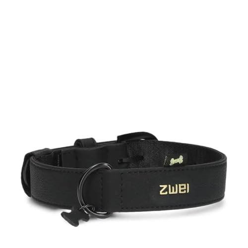 ZWEI Hundehalsband Leo LE15 aus hochwertigem Kunstleder, Elegantes Halsband verstellbar für mittelgroße & große Hunde mit Halsumfang von 37-50 cm (Nubuk-Black) ZWEI Hundehalsband Leo LE15 aus hochwertigem Kunstleder, Elegantes Halsband verstellbar für mittelgroße & große Hunde mit Halsumfang von 37-50 cm (Nubuk-Black) von Zwei