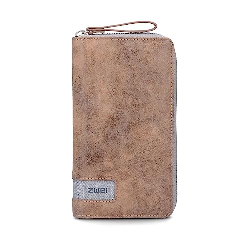 Zwei große Damen Geldbörse O.Wallet OW2 braunes Portemonnaie im Vintage-Style, Geldbeutel mit umlaufendem Reißverschluss, 15 Kartenfächer, 2 Scheinfächer, Münzfach & Sichtfach (Ice) Zwei große Damen Geldbörse O.Wallet OW2 braunes Portemonnaie im Vintage-Style, Geldbeutel mit umlaufendem Reißverschluss, 15 Kartenfächer, 2 Scheinfächer, Münzfach & Sichtfach (Ice) von Zwei