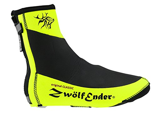 Zwölfender Classic gelb Größe L Winddichte, wasserdichte und wärmeisolierende Neopren-Überschuhe für Herren und Damen | Schuhüberzug Kälteschutz Thermo Überschuhe Rennrad MTB von Zwölfender