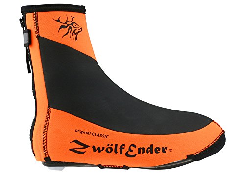 Zwölfender Classic orange Größe XL Winddichte, wasserdichte und wärmeisolierende Neopren-Überschuhe für Herren und Damen | Schuhüberzug Kälteschutz Thermo Überschuhe Rennrad MTB von Zwölfender