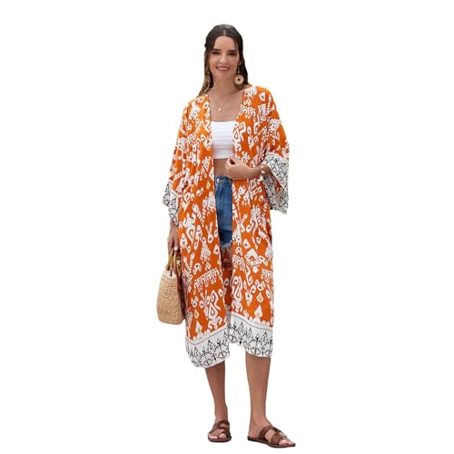 Zxfdsfdbnm Frauen Floral Print Badeanzug Beachwears Coverups Schlaf Hemd Lose Strickjacke Badeanzug Sexy Bademode Badeanzug Coverups von Zxfdsfdbnm