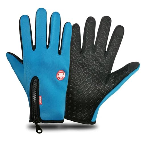 ZyMen Winterhandschuhe für den Außenbereich, warm, Touchscreen, Vollfinger, wasserdicht, Blau, Größe XL von ZyMen