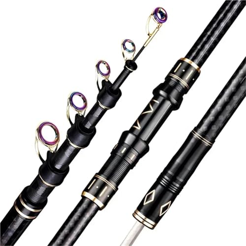 Zymjzbetic Angelrute 2,1 m-4,5 m Teleskop Angelrute Reise Surf Angelrute Spinning Power 10-250g Entfernung Werfen Pole high Carbon Baitcasting Rod(3.0 Meter) von Zymjzbetic