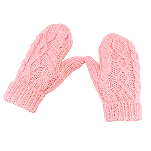 aaSccex Damen Wärmer verdicken gestrickte Finger Thermal Skihandschuhe Fäustlinge Touchscreen Handschuhe Damen Set (Pink, One Size) von aaSccex