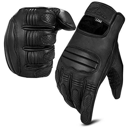 aaasportx Motorrad Handschuhe Herr Leder Touchscreen Funktion - Protektoren Motorradhandschuhe Herren & Damen für Sommer - Motorcycle Gloves mit rutschfesten Pads von aaasportx