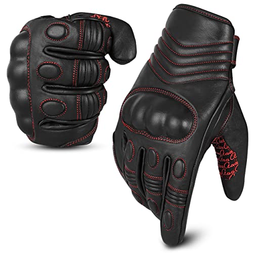 aaasportx Motorrad Handschuhe Herr Leder Touchscreen Funktion - Protektoren Motorradhandschuhe Herren & Damen - Motorcycle Gloves mit rutschfesten Pads … von aaasportx