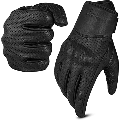 aaasportx Premium Motorrad Handschuhe Herr Leder mit Touchscreen Funktion - Protektoren Motorradhandschuhe Herren & Damen für Sommer Atmungsaktiv Motorcycle Gloves mit rutschfesten Pads von aaasportx