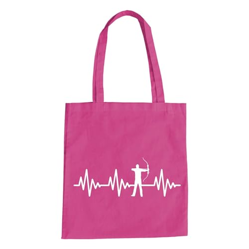 absenda Herzschlag Bogenschiessen Baumwolltasche - EKG Pfeil Sportschießen Arrow Pink von absenda