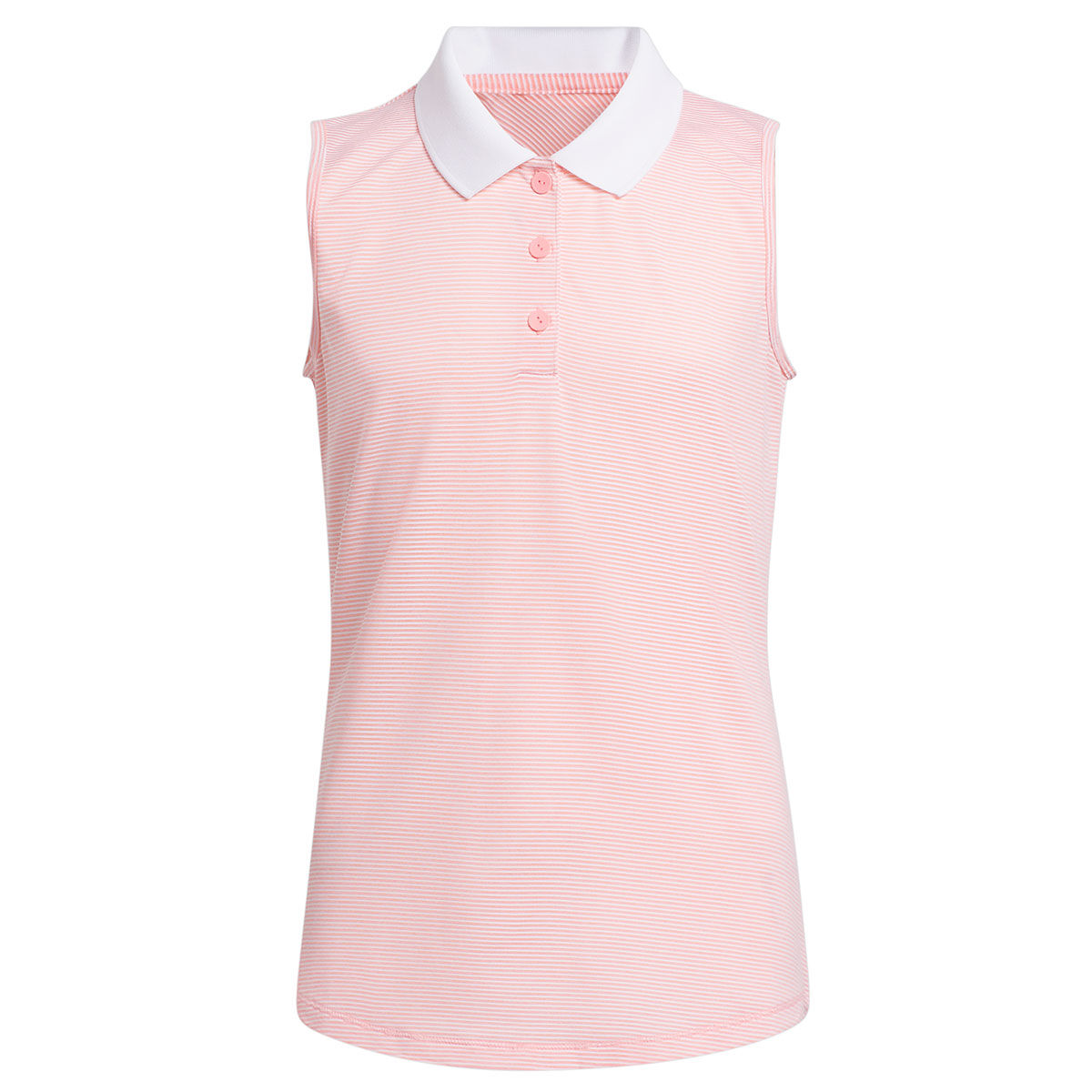 adidas Ladies Ottoman Striped Sleeveless Golf Polo Shirt, Unisex, Semi pink spark, 11-12 years | American Golf von adidas Golf