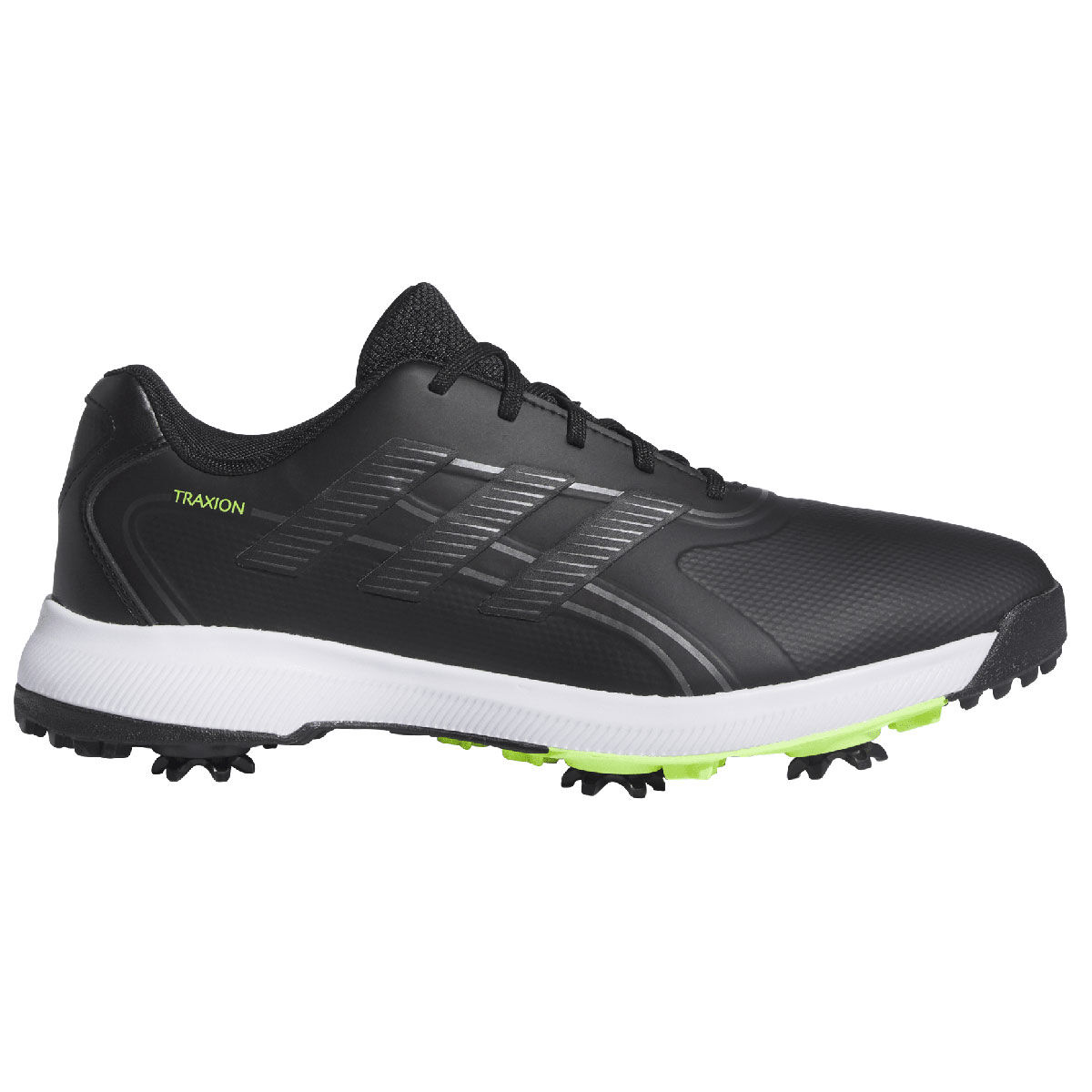 adidas Men's Traxion Lite Max Waterproof Spiked Golf Shoes, Mens, Black/silver/lemon, 12 | American Golf von adidas Golf