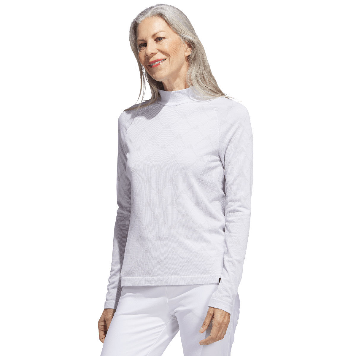 adidas Ultimate365 Tour Monogram Mock Neck Long Sleeve Golf Base Layer, Womens, White, Medium | American Golf von adidas Golf