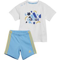 adidas Essentials Allover Printed Set T-Shirt + Shorts Kinder 001A - white/seblbu 104 von adidas Sportswear