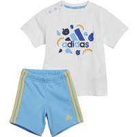 adidas Essentials Allover Printed Set T-Shirt + Shorts Kinder IS2682 - white/semi blue burst 104 von adidas Sportswear