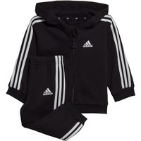 adidas Essentials Full-Zip Hooded Jogginganzug Kinder 095A - black/white 74 von adidas Sportswear