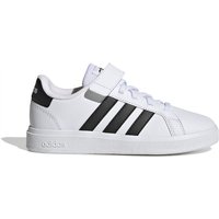 adidas Grand Court Elastic Lace and Top Strap Sneaker mit Klettverschluß Kinder 000 - ftwwht/cblack/cblack 33.5 von adidas Sportswear