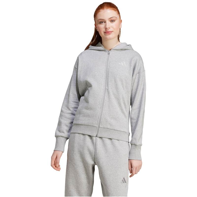 adidas Sportswear All SZN Fleece Kapuzen-Sweatjacke Damen IY6803 - medium grey heather XS von adidas Sportswear