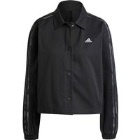 adidas Sportswear Essentials 3-Streifen Twill Coach Hemdjacke Damen IX3704 - black S von adidas Sportswear