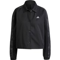 adidas Sportswear Essentials 3-Streifen Twill Coach Hemdjacke Damen 095A - black XL von adidas Sportswear