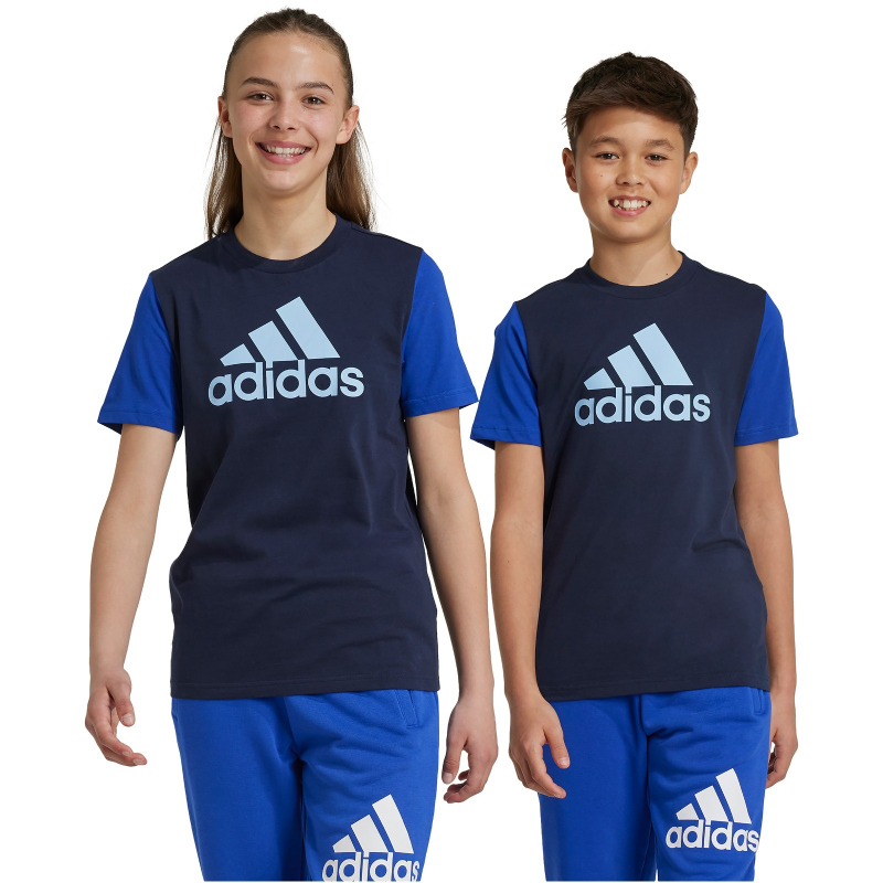 adidas Sportswear Essentials Big Logo Colorblock Cotton T-Shirt Kinder IX9515 - legend ink/semi lucid blue/clear sky 176 von adidas Sportswear