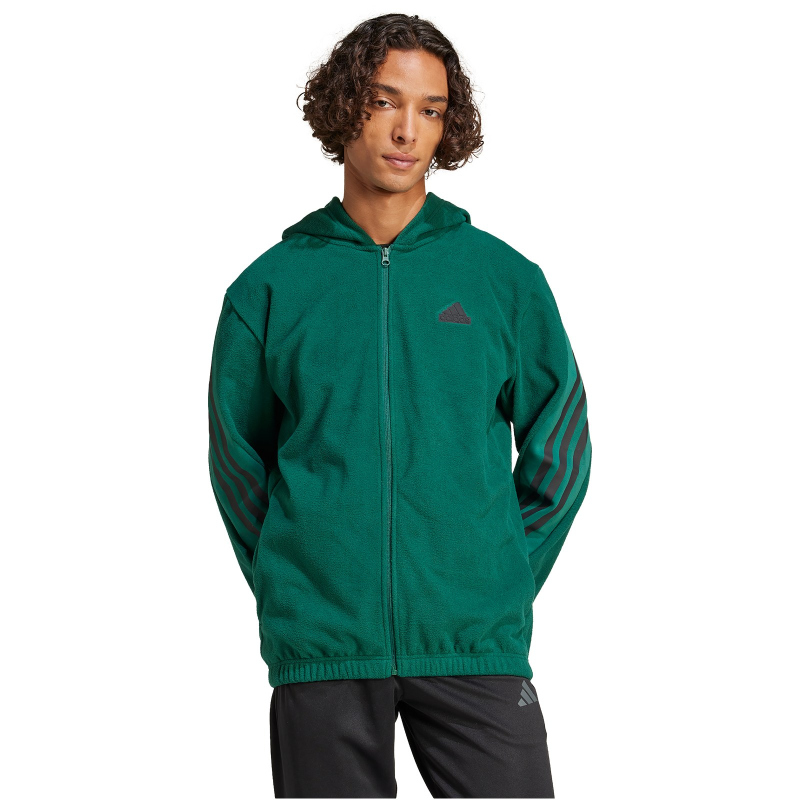 adidas Sportswear Future Icons 3-Streifen Polarfleece Kapuzen-Sweatjacke Herren 024A - cgreen L von adidas Sportswear