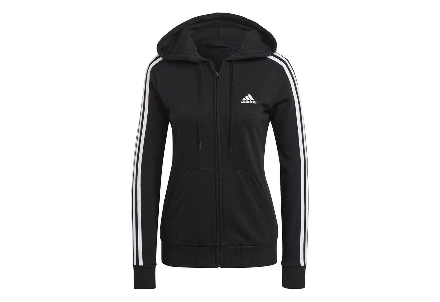 adidas Sportswear Kapuzensweatshirt W 3S FT FZ HD,BLACK/WHITE weiss-schwarz-pink von adidas Sportswear