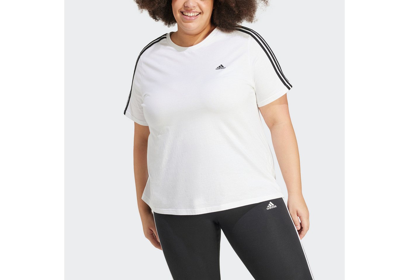 adidas Sportswear T-Shirt ESSENTIALS SLIM 3-STREIFEN – GROSSE GRÖSSEN von adidas Performance