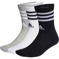 3er Pack adidas 3-Streifen Cushioned Crew Retro-Socken 83F7 - mgreyh/white/black/wh 40-42 von adidas performance