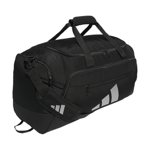 Adidas Defender 5.0 Seesack, strapazierfähige Reisetasche, Turnbeutel, Sporttasche für Damen und Herren, Schwarz/Silber-Metallic, Größe M (59 l), Defender 5.0 Seesack, strapazierfähige Reisetasche, von adidas