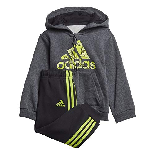 Adidas Logo Fleece Hooded Trainingsanzug Dgreyh/Sesosl 86 von adidas