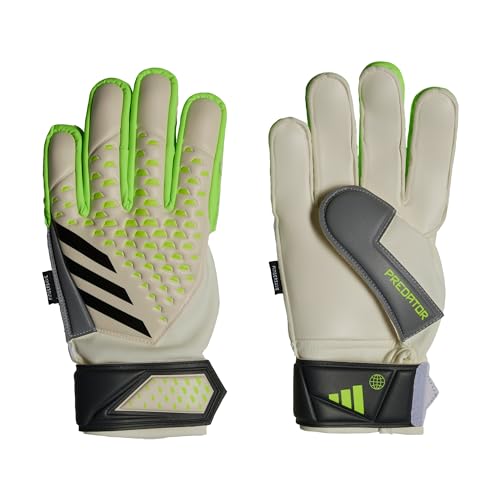 Adidas Unisex Kinder Goalkeeper Gloves (Fingersave) Pred Gl MTC Fsj, White/Lucid Lemon/Black, IA0861, 3- von adidas