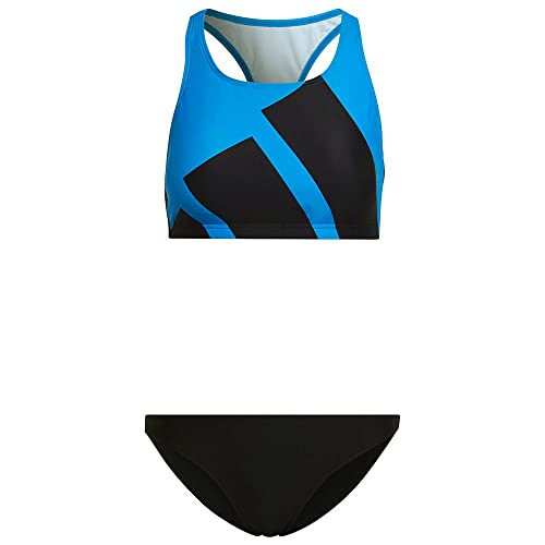 Adidas Women's B Bars Bikini Swimsuit, Top:Blue Rush Bottom:Black, XL von adidas